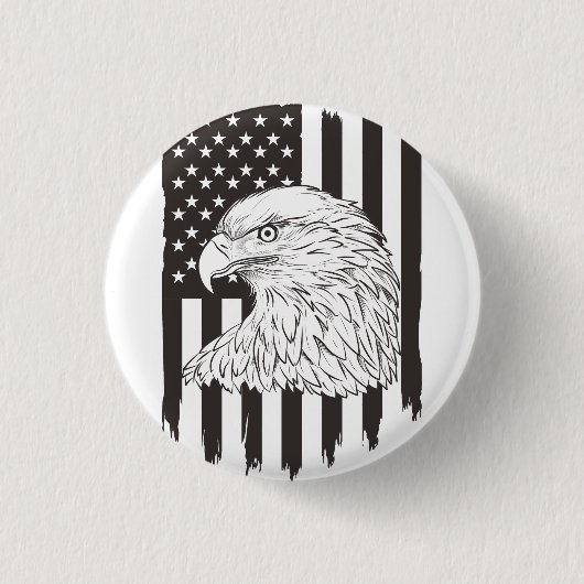 Adler mit amerikanischer Flagge auf Hochtouren Button (Vorderseite)