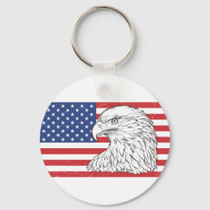 Adler mit amerikanischer Flagge auf Hochtouren Schlüsselanhänger