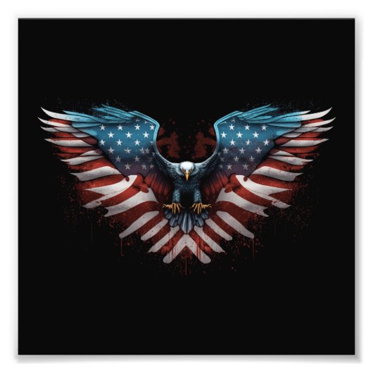 Adler mit amerikanischer Flagge Fotodruck (Vorne)