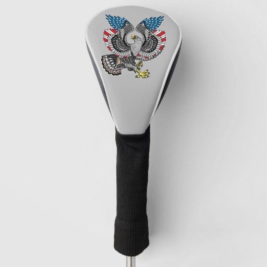 Adler mit amerikanischer Flagge Golf Headcover (Vorderseite)