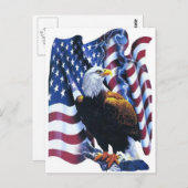 Adler mit amerikanischer Flagge Postkarte (Vorne/Hinten)