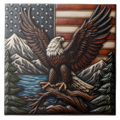 Adler mit amerikanischer Flagge und Bergen Fliese (Vorderseite)