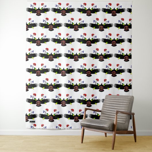 Adler mit Blume Weißes Foto Rückfallen Wandteppich (Beispiel)