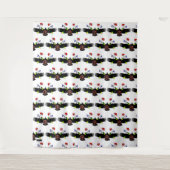 Adler mit Blume Weißes Foto Rückfallen Wandteppich (Vorderseite)