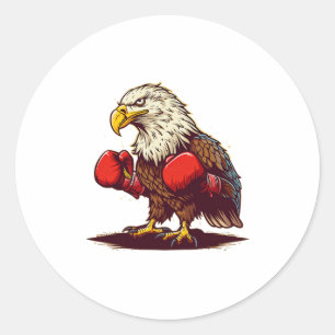 Adler mit Boxhandschuhen für eine coole und wilde Runder Aufkleber