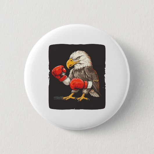 Adler mit Boxhandschuhen für einen starken und küh Button (Vorderseite)