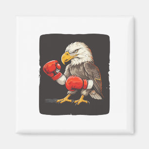 Adler mit Boxhandschuhen für einen starken und küh Magnet