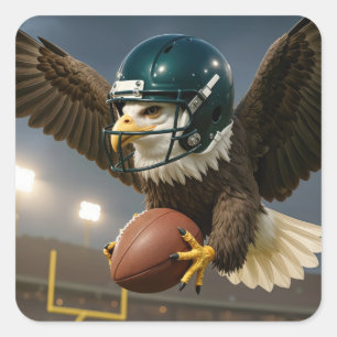 Adler mit einem Football in einem Sportstadion Quadratischer Aufkleber