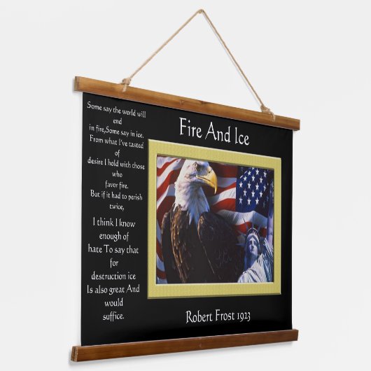 Adler mit Feuer und Eisschild, sitzend und aussehe Wandteppich Mit Holzrahmen (Gewinkelt)