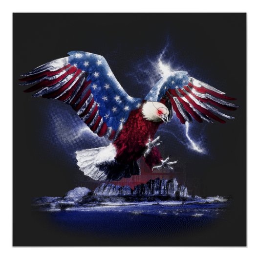 Adler mit Flügeln der amerikanischen Flagge Poster (Vorderseite)
