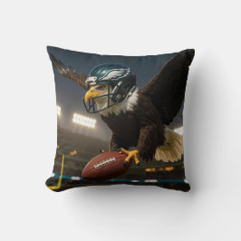 Adler mit Fußball und Helm im Stadion Kissen