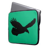 Adler mit grünem Laptop-Sieb Farbe - Text Laptopschutzhülle (Vorderseite Links)