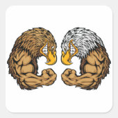 Adler mit Muskeln Quadratischer Aufkleber (Vorderseite)