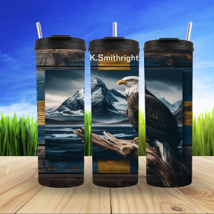 Adler mit Ozeangebirge Thermosbecher