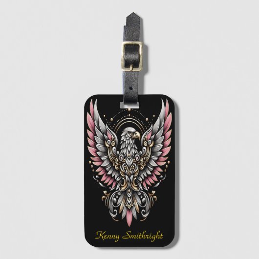 Adler mit rosa Flügel Gepäckanhänger (Vorderseite Vertikal)
