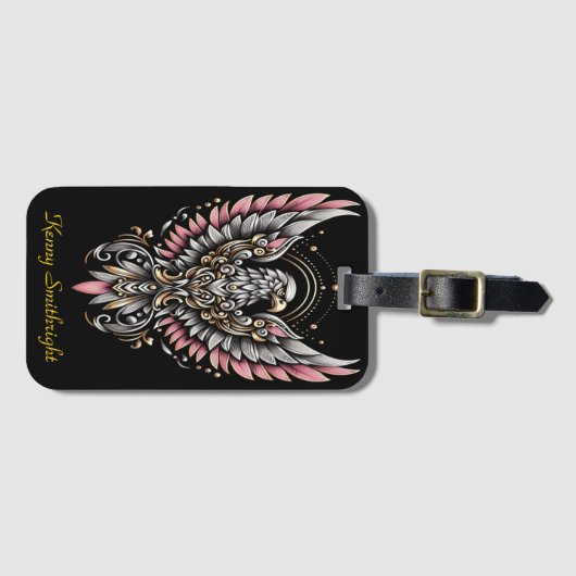 Adler mit rosa Flügel Gepäckanhänger (Vorderseite (Horizontal))