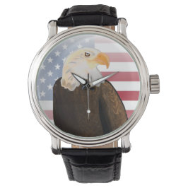 Adler mit verblasster amerikanischer Flagge Armbanduhr