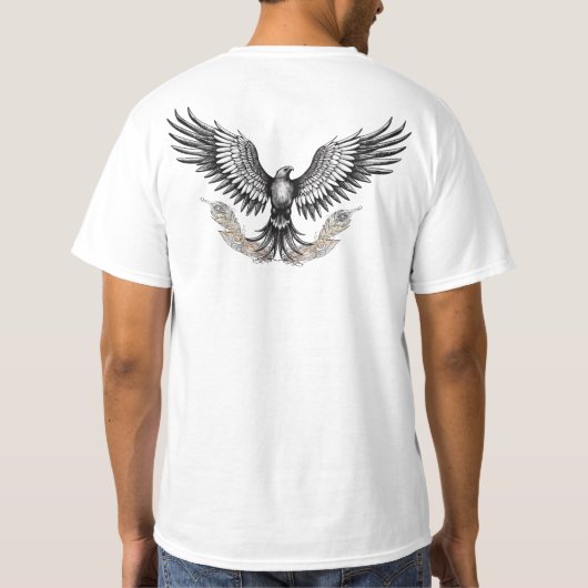 Adler mit Verzierten Federn T-Shirt (Rückseite)