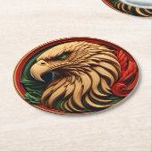 Adler mit zauberhaften grünen Augen Runder Pappuntersetzer (Angewinkelt)