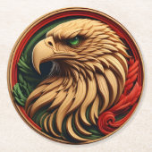 Adler mit zauberhaften grünen Augen Runder Pappuntersetzer (Vorderseite)