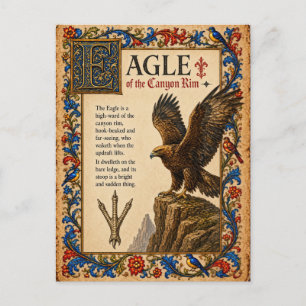 Adler, mittelalterliche Bestiarien-Kunst Postkarte