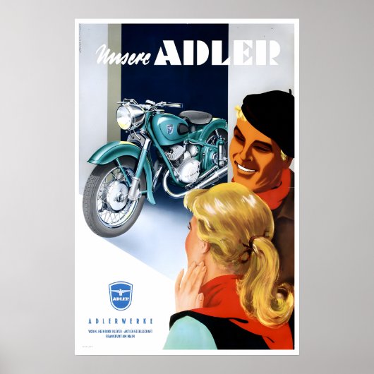 Adler Motorcycles Poster Motorrad Kunst Biker Druc (Vorne)