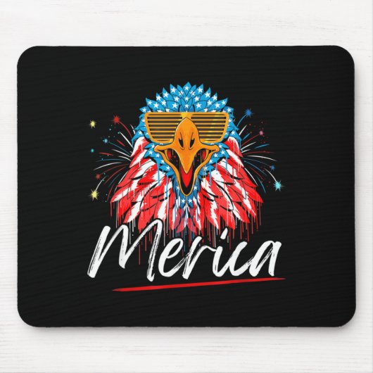 Adler-Mullet-4.-Juli-Flagge Merica-Unabhängigkeit Mousepad (Vorne)
