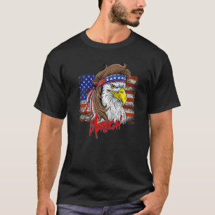 Adler-Mullet 4. Juli USA Amerikanische Flagge Meri T-Shirt