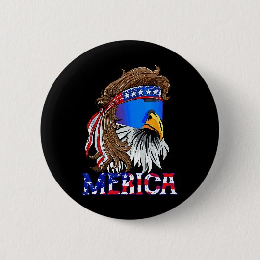Adler-Mullet-Sonnenbrille Merica 4. Juli USA Ameri Button (Vorderseite)