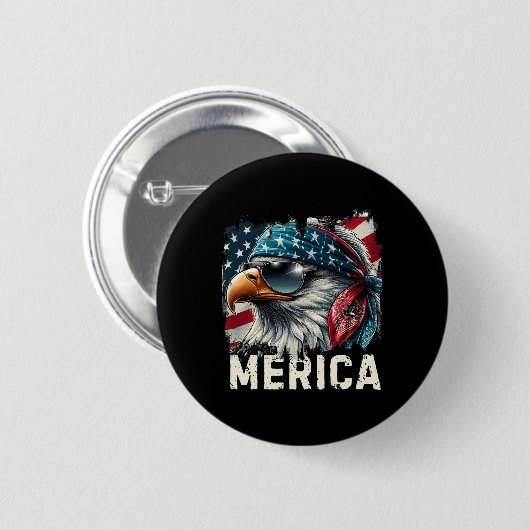 Adler-Mullet-Sonnenbrille Merica 4. Juli USA Ameri Button (Vorne & Hinten)