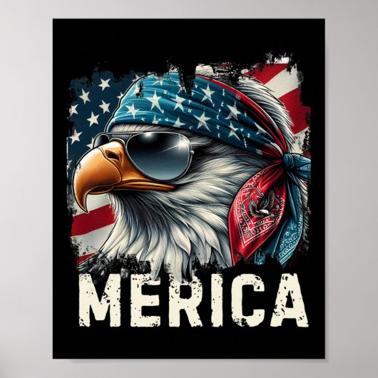 Adler-Mullet-Sonnenbrille Merica 4. Juli USA Ameri Poster (Vorne)
