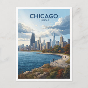 Adler Planetarium Skyline Aussicht Chicago Postkarte