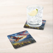 Adler Rechteckiger Pappuntersetzer (Vor Ort)