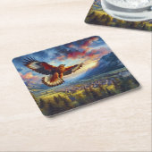 Adler Rechteckiger Pappuntersetzer (angewinkelt)