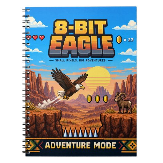 Adler, Retro-8-Bit-Pixelkunst Notizblock (Vorderseite)