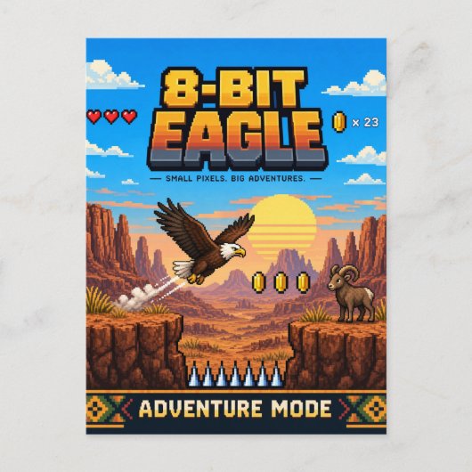 Adler, Retro-8-Bit-Pixelkunst Postkarte (Vorderseite)