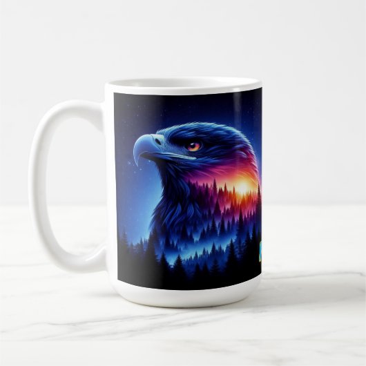 Adler-Silhouette mit WaldSunset Kaffeetasse (Links)