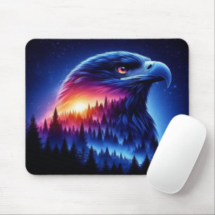 Adler-Silhouette mit WaldSunset Mousepad