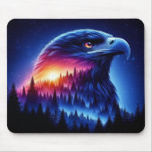 Adler-Silhouette mit WaldSunset Mousepad (Vorne)