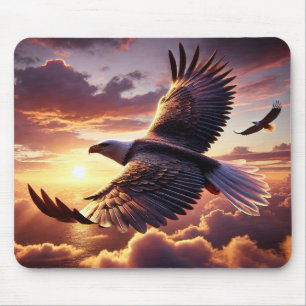 Adler stürzt bei Sonnenuntergang durch den Himmel Mousepad