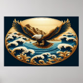 Adler stürzt über Wasser Poster (Vorne)