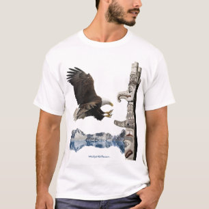 Adler, Totem Pole & Mountain Szene T-Shirt