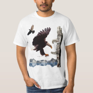 Adler, Totem Pole, Raven & Mountain Szene T-Shirt