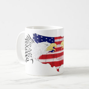 Adler über Amerika bemalt Fahne Kaffee Tasse