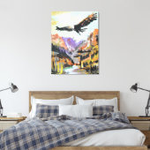 Adler über Bergtal Leinwanddruck (Insitu (Schlafzimmer))