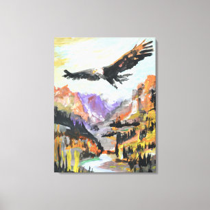 Adler über Bergtal Leinwanddruck