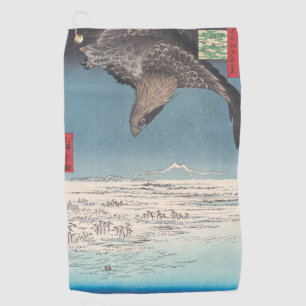 Adler über Edo Bay Vintag Ukiyo e Japanisch Kunst Golfhandtuch