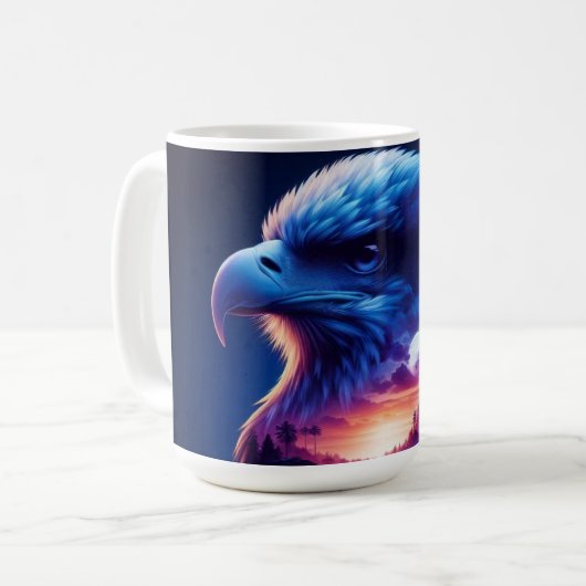 Adler überlagert mit mystischer Sonnenuntergangsla Kaffeetasse (Vorderseite Links)