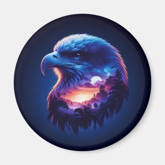 Adler überlagert mit mystischer Sonnenuntergangsla Magnet (Vorne)