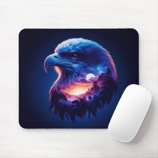 Adler überlagert mit mystischer Sonnenuntergangsla Mousepad (Mit Mouse)